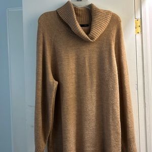 Womens Banana Republic l/s sweater. Camel colored, cowl neck. Tunic length. XL.